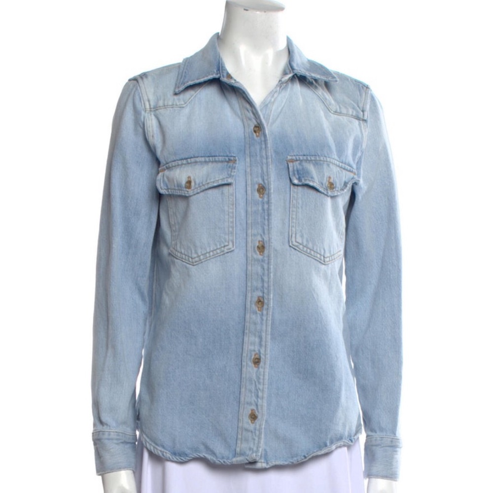 Frame long sleeve denim button down top